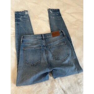 Madewell 27 9” High Rose skinny distressed with holes blue jeans